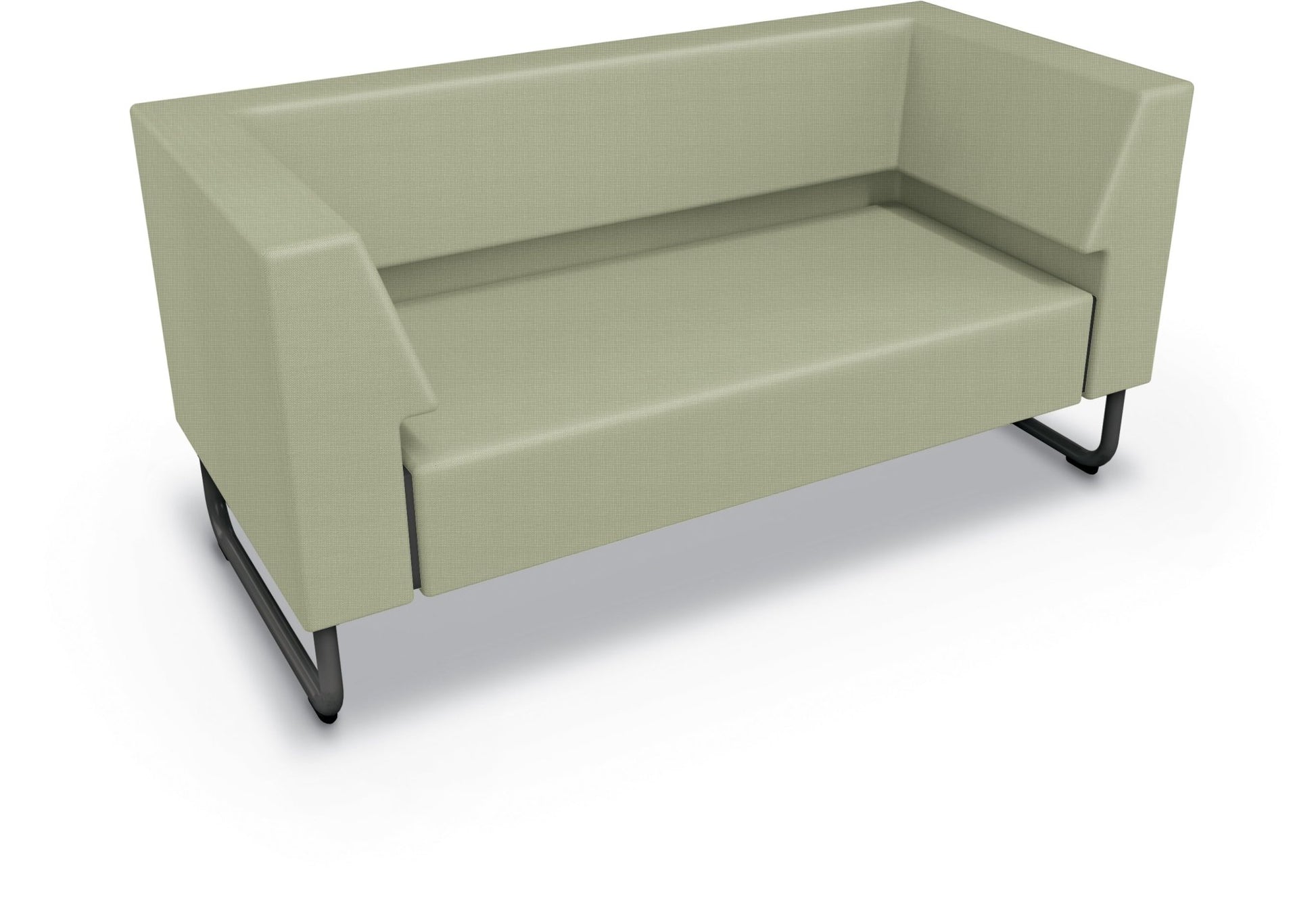 Mooreco Akt Soft Seating Lounge Loveseat - Both Arms - Grade 02 Fabric and Powder Coated Sled Legs - SchoolOutlet