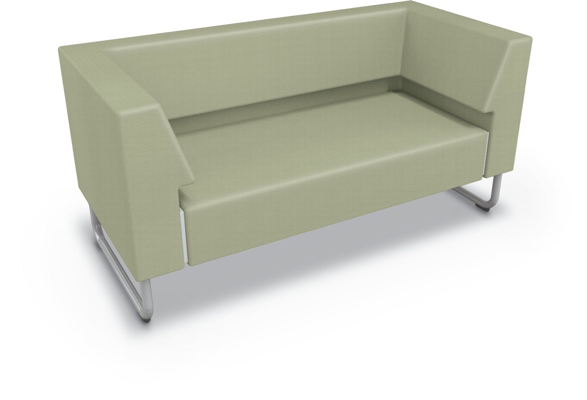 Mooreco Akt Soft Seating Lounge Loveseat - Both Arms - Grade 02 Fabric and Powder Coated Sled Legs - SchoolOutlet