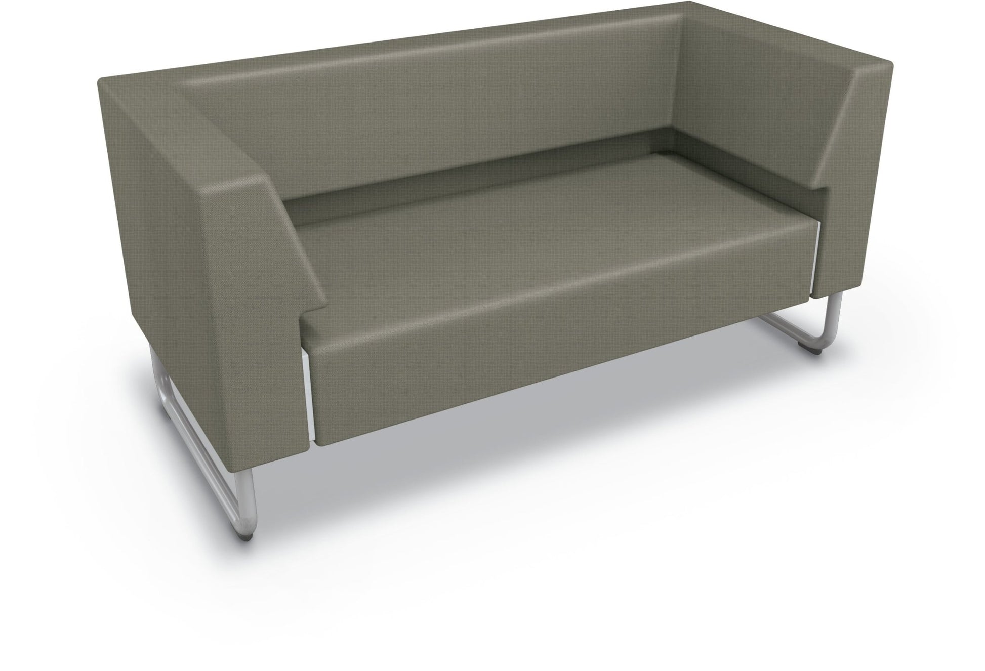 Mooreco Akt Soft Seating Lounge Loveseat - Both Arms - Grade 02 Fabric and Powder Coated Sled Legs - SchoolOutlet