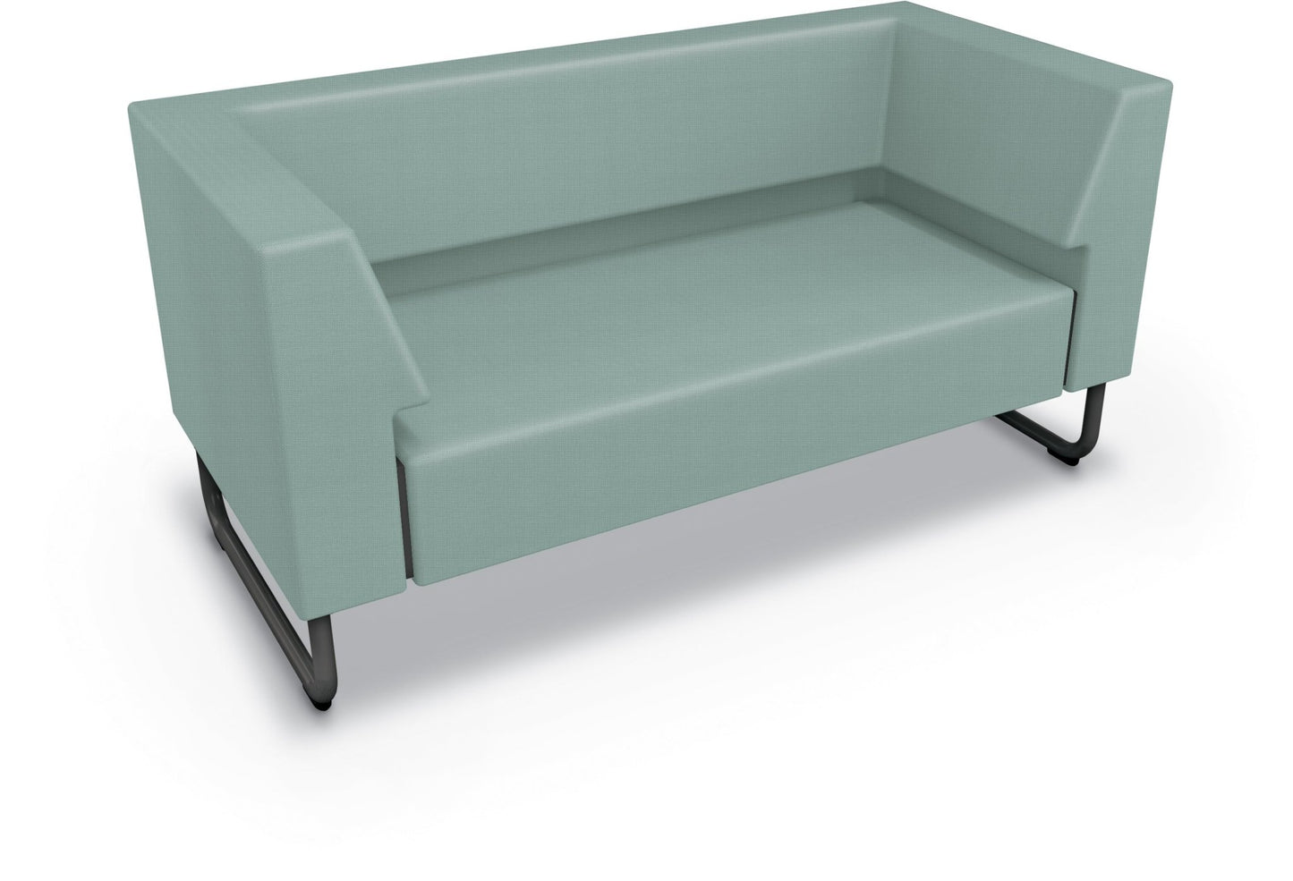 Mooreco Akt Soft Seating Lounge Loveseat - Both Arms - Grade 02 Fabric and Powder Coated Sled Legs - SchoolOutlet