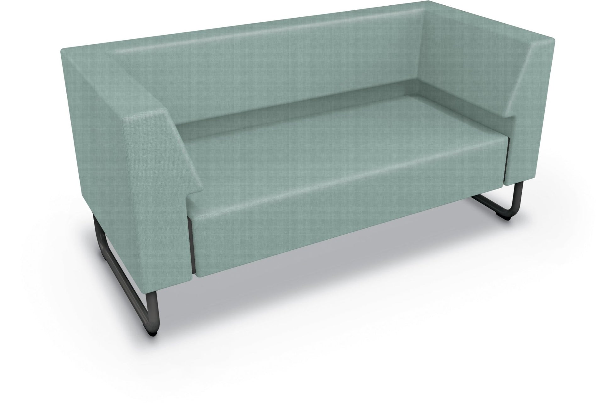 Mooreco Akt Soft Seating Lounge Loveseat - Both Arms - Grade 02 Fabric and Powder Coated Sled Legs - SchoolOutlet