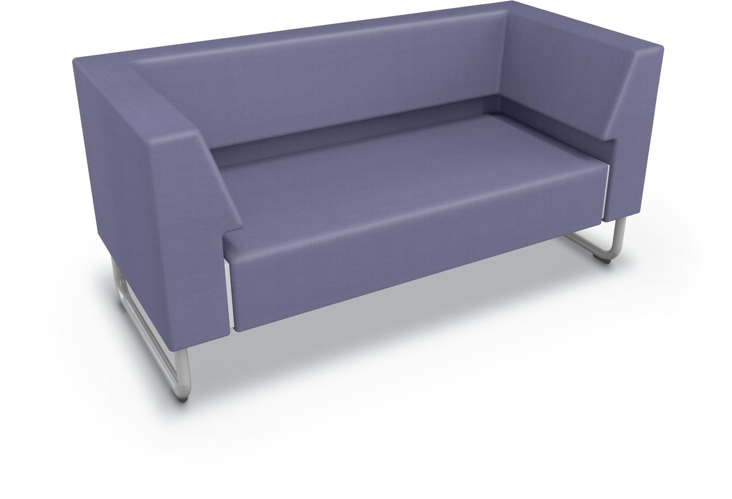 Mooreco Akt Soft Seating Lounge Loveseat - Both Arms - Grade 02 Fabric and Powder Coated Sled Legs - SchoolOutlet