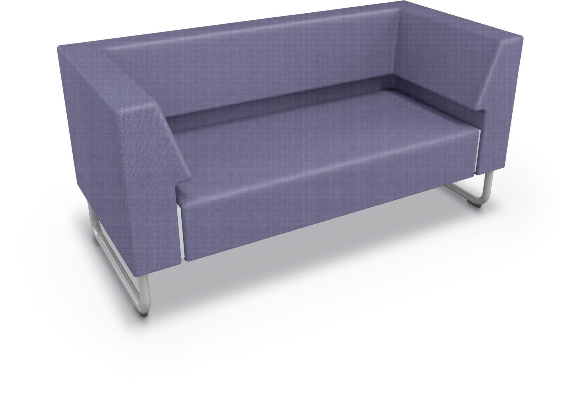 Mooreco Akt Soft Seating Lounge Loveseat - Both Arms - Grade 02 Fabric and Powder Coated Sled Legs - SchoolOutlet