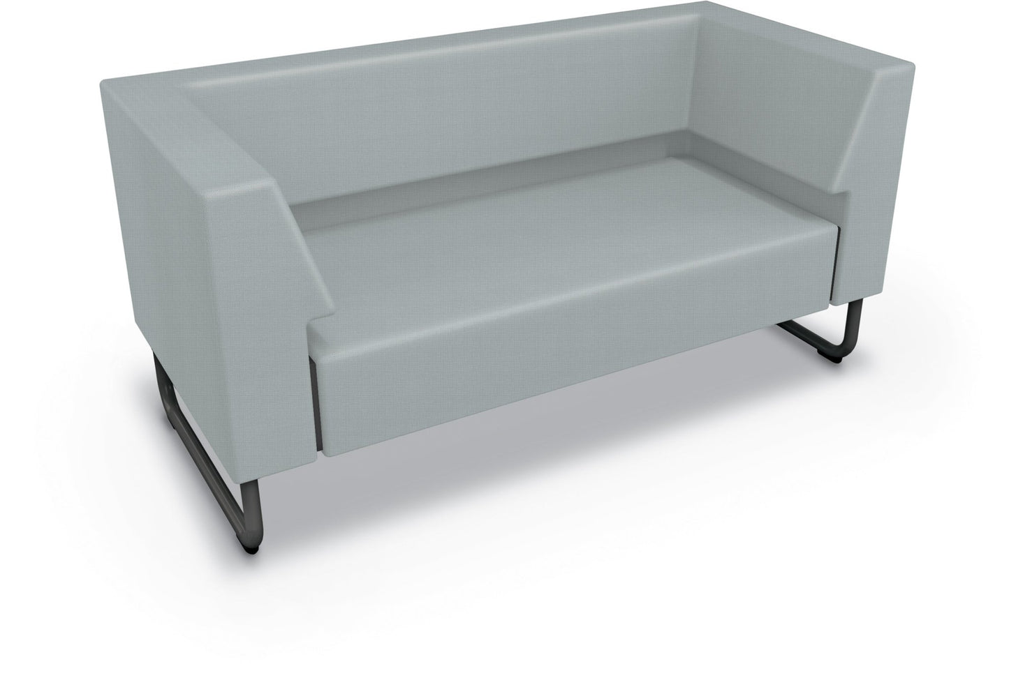 Mooreco Akt Soft Seating Lounge Loveseat - Both Arms - Grade 02 Fabric and Powder Coated Sled Legs - SchoolOutlet