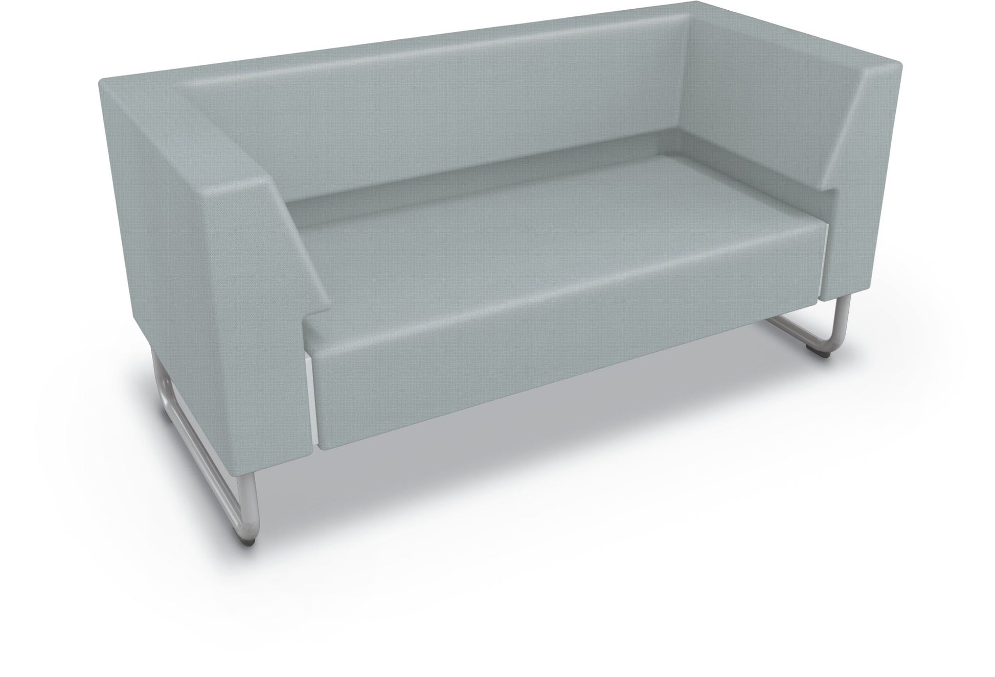 Mooreco Akt Soft Seating Lounge Loveseat - Both Arms - Grade 02 Fabric and Powder Coated Sled Legs - SchoolOutlet