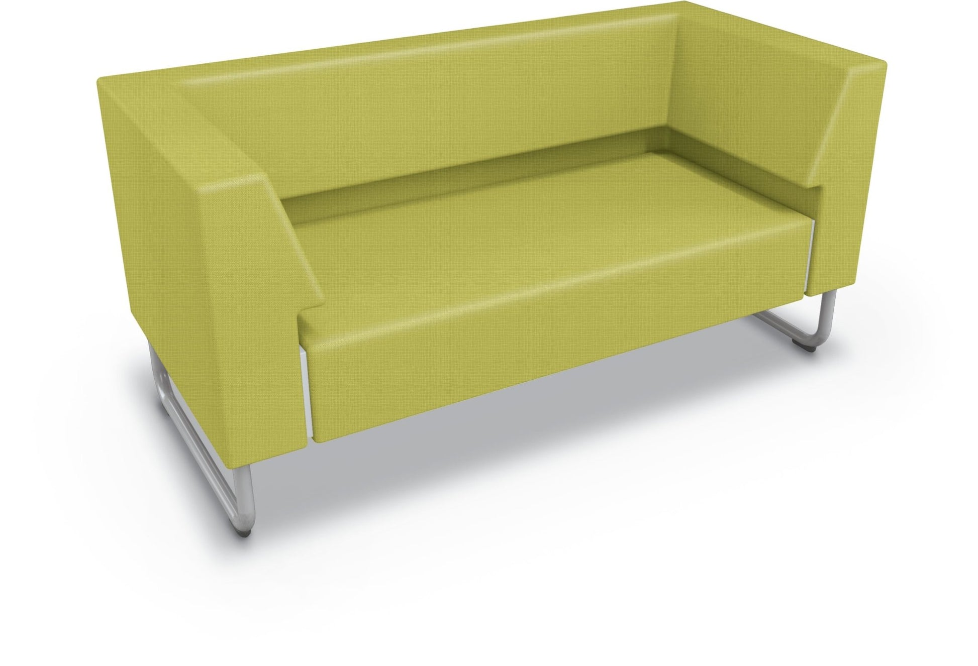 Mooreco Akt Soft Seating Lounge Loveseat - Both Arms - Grade 02 Fabric and Powder Coated Sled Legs - SchoolOutlet