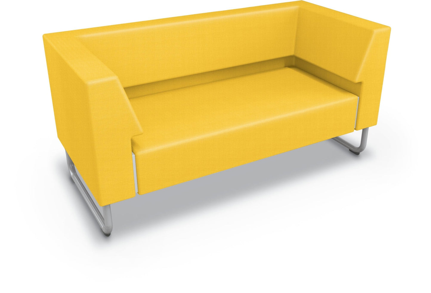 Mooreco Akt Soft Seating Lounge Loveseat - Both Arms - Grade 02 Fabric and Powder Coated Sled Legs - SchoolOutlet