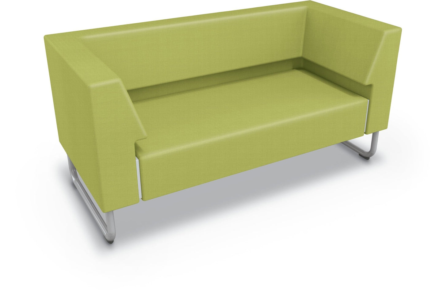 Mooreco Akt Soft Seating Lounge Loveseat - Both Arms - Grade 02 Fabric and Powder Coated Sled Legs - SchoolOutlet