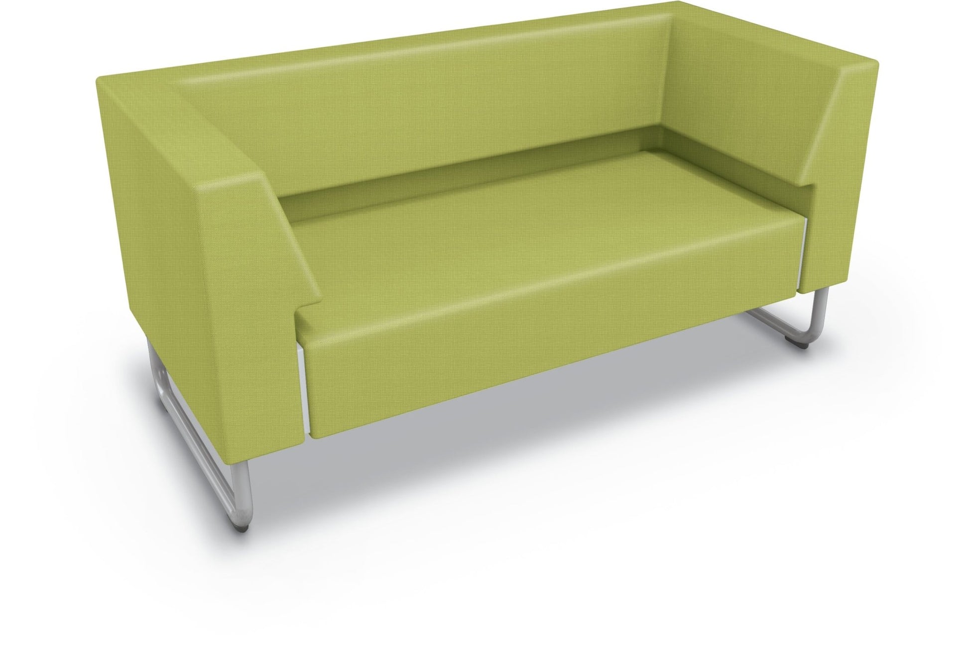 Mooreco Akt Soft Seating Lounge Loveseat - Both Arms - Grade 02 Fabric and Powder Coated Sled Legs - SchoolOutlet