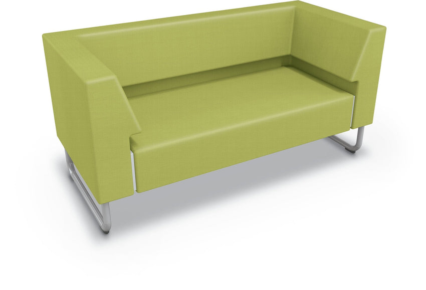 Mooreco Akt Soft Seating Lounge Loveseat - Both Arms - Grade 02 Fabric and Powder Coated Sled Legs - SchoolOutlet