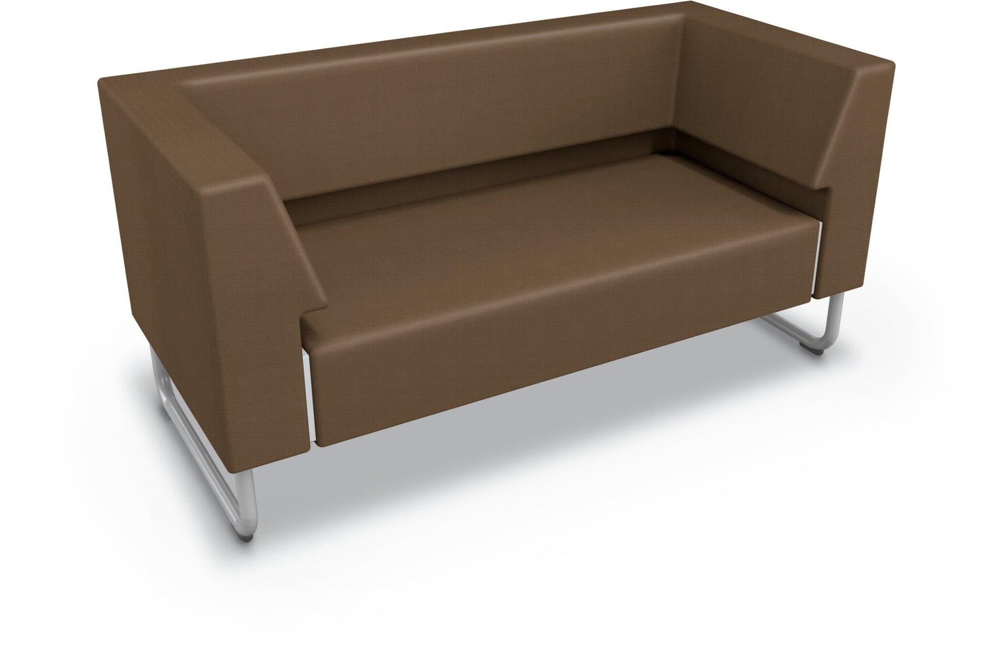Mooreco Akt Soft Seating Lounge Loveseat - Both Arms - Grade 02 Fabric and Powder Coated Sled Legs - SchoolOutlet