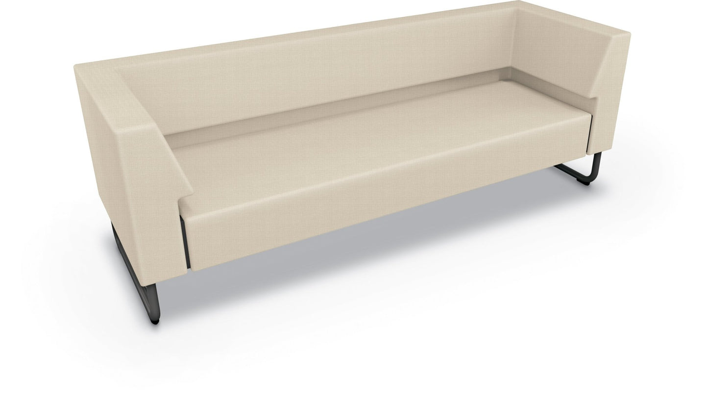 Mooreco Akt Soft Seating Lounge Sofa - Both Arms - Grade 02 Fabric and Powder Coated Sled Legs - SchoolOutlet
