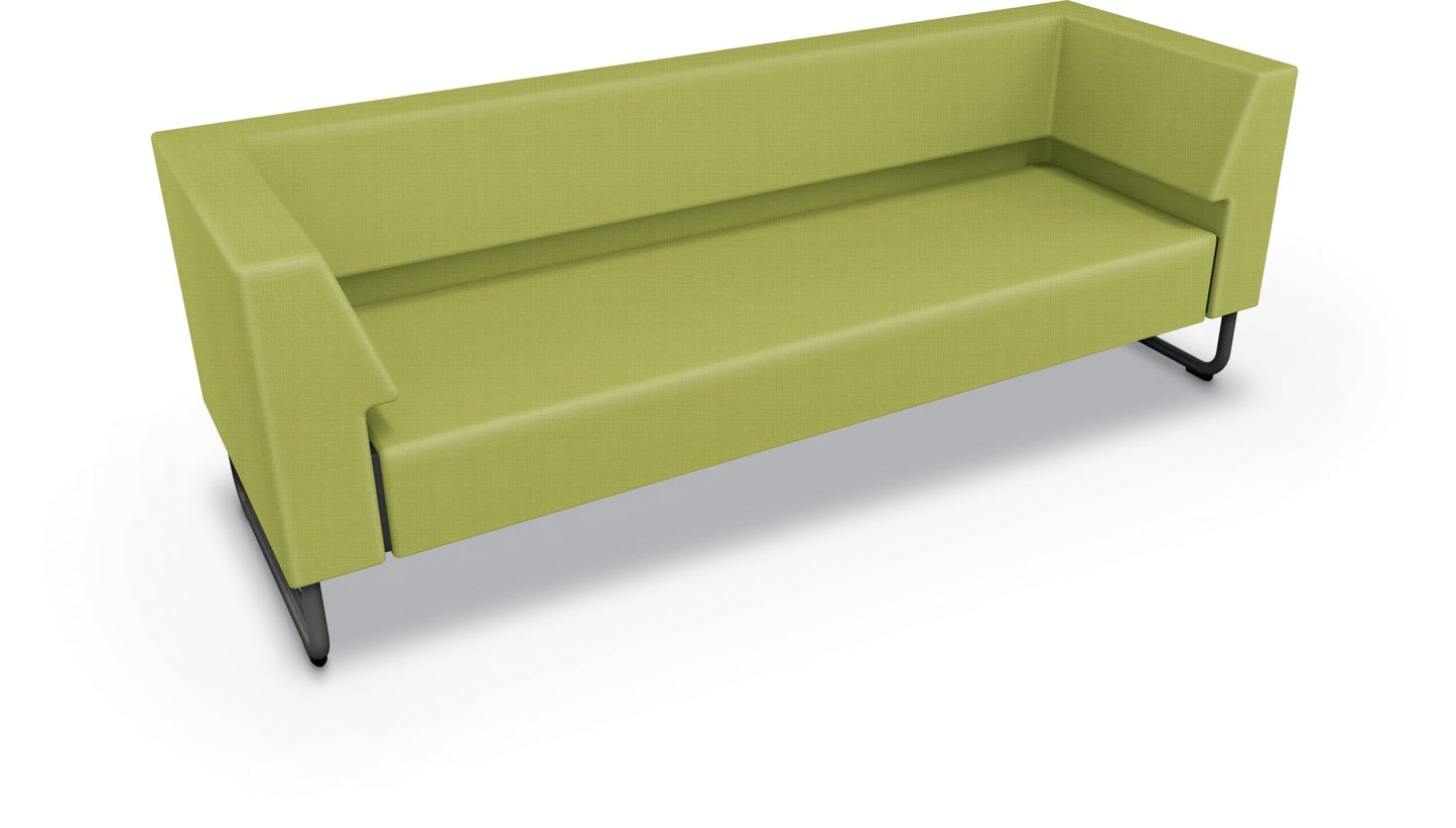 Mooreco Akt Soft Seating Lounge Sofa - Both Arms - Grade 02 Fabric and Powder Coated Sled Legs - SchoolOutlet