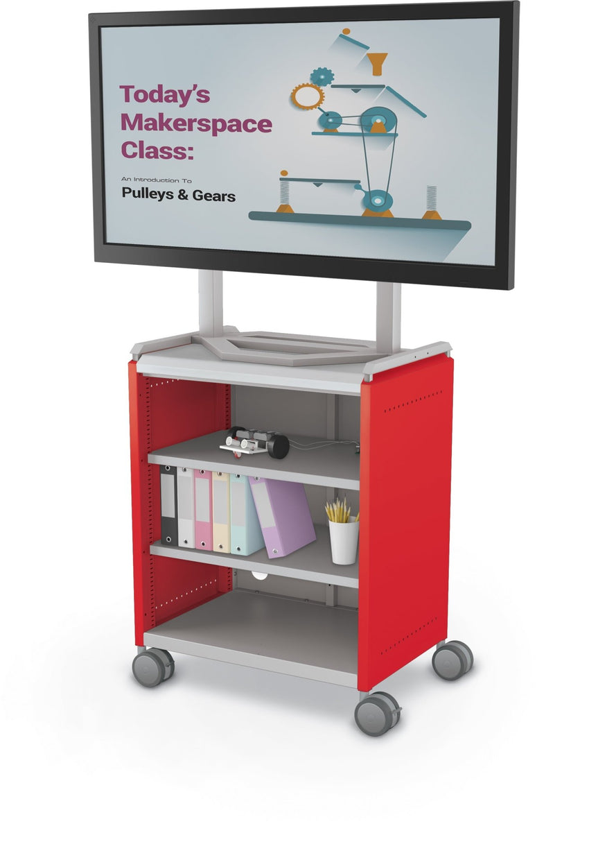 Mooreco Compass Cabinet Midi H2 Standard Back and Side Panels - No Doors with Shelves, Casters and TV Mount (MOR-B2A1X1D1A0) - SchoolOutlet