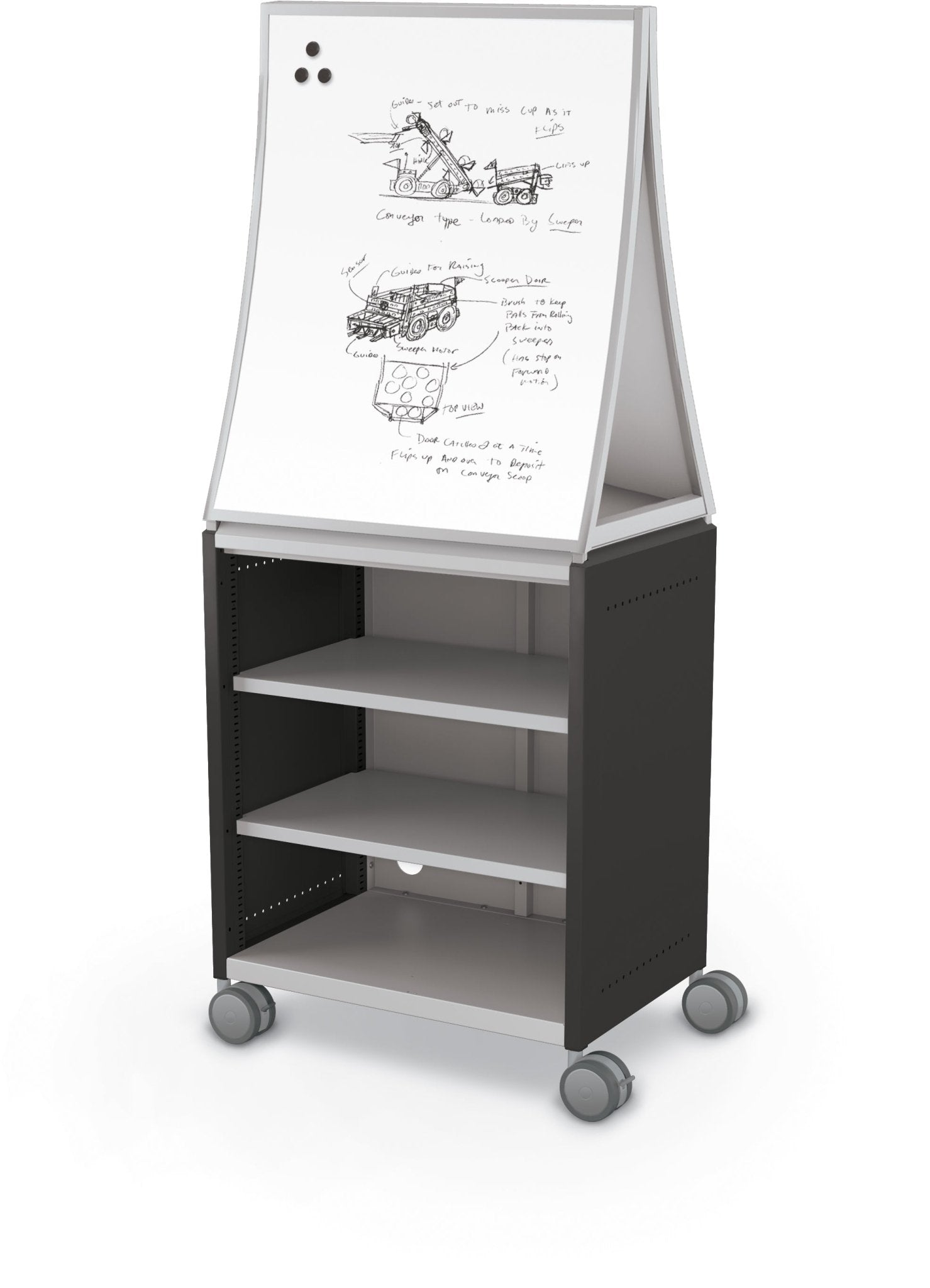 Mooreco Compass Cabinet Midi H2 Standard Back and Side Panels - No Doors with Shelves, Casters and Ogee Board (MOR-B2A1X1D1B0) - SchoolOutlet