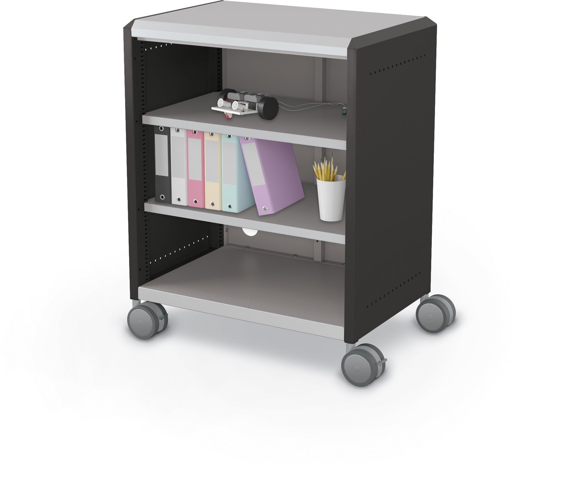 Mooreco Compass Cabinet Midi H2 Standard Back and Side Panels, No Doors with Shelves and Casters (MOR-B2A1X1D1X0) - SchoolOutlet