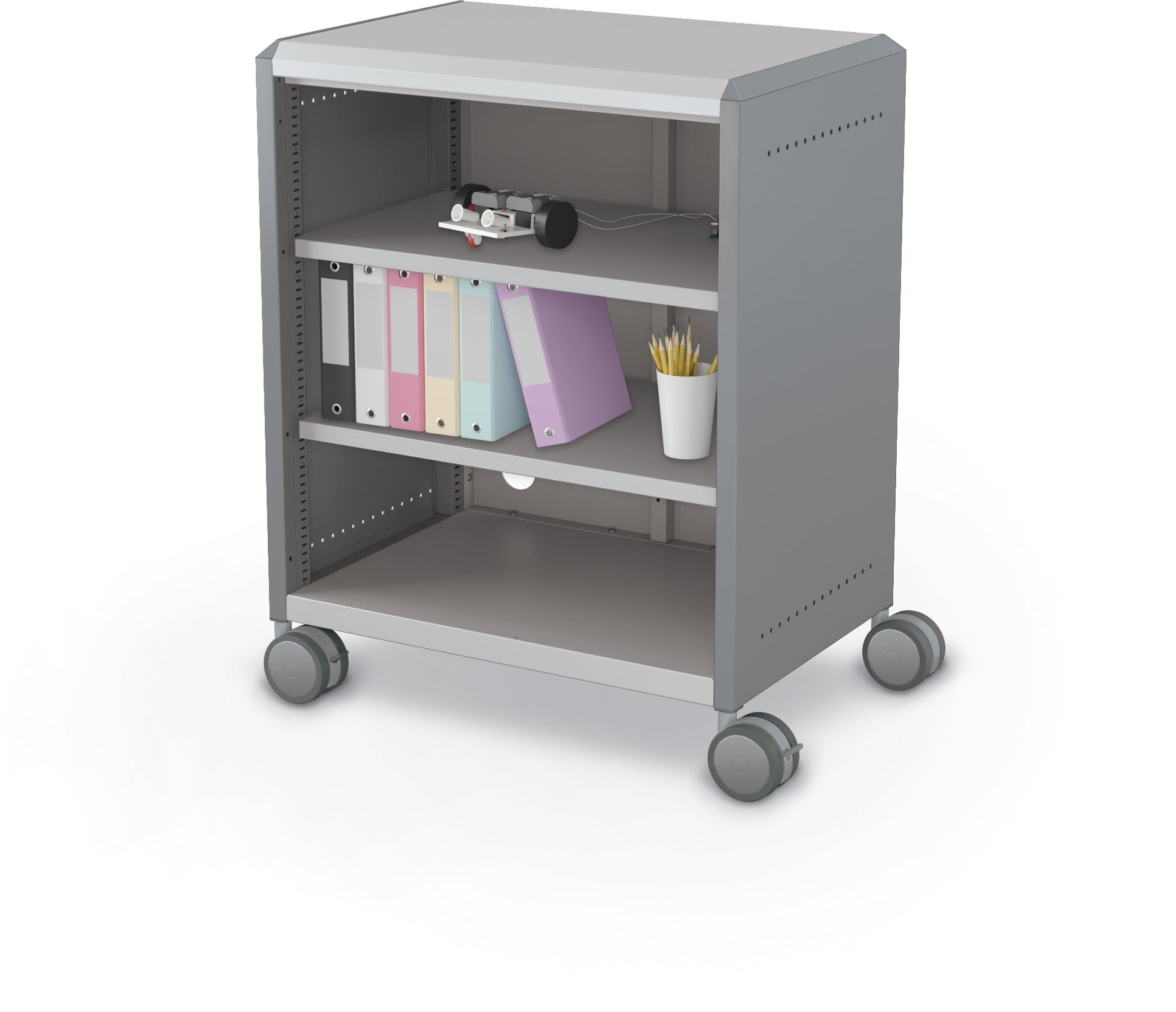 Mooreco Compass Cabinet Midi H2 Standard Back and Side Panels, No Doors with Shelves and Casters (MOR-B2A1X1D1X0) - SchoolOutlet