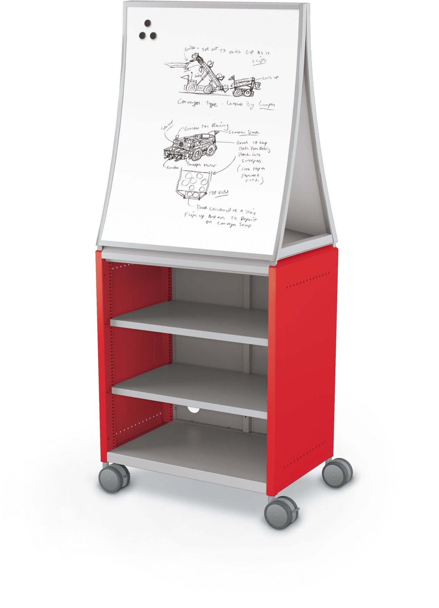 Mooreco Compass Cabinet Midi H2 Standard Back and Side Panels - No Doors with Shelves, Casters and Ogee Board (MOR-B2A1X1D1B0) - SchoolOutlet