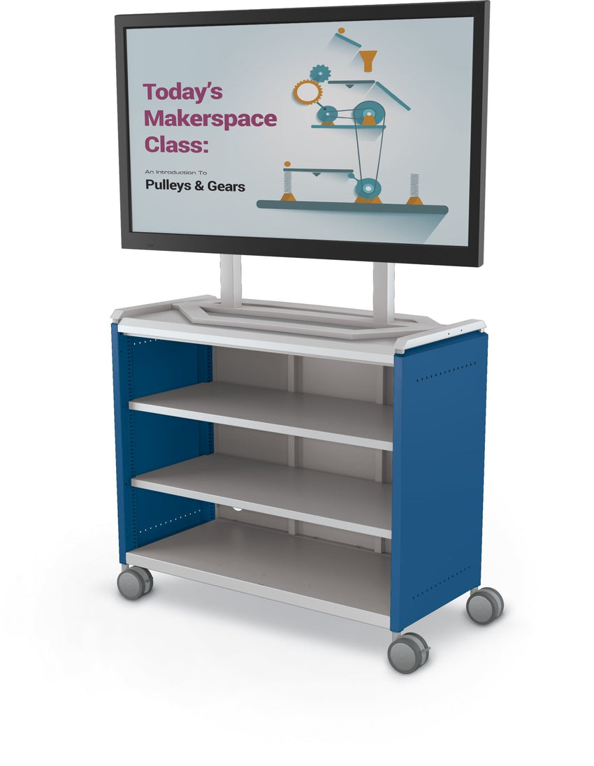 Mooreco Compass Cabinet Maxi H2 Standard Back and Side Panels, No Doors with Shelves, Casters and TV Mount (MOR-B3A1X1D1A0) - SchoolOutlet
