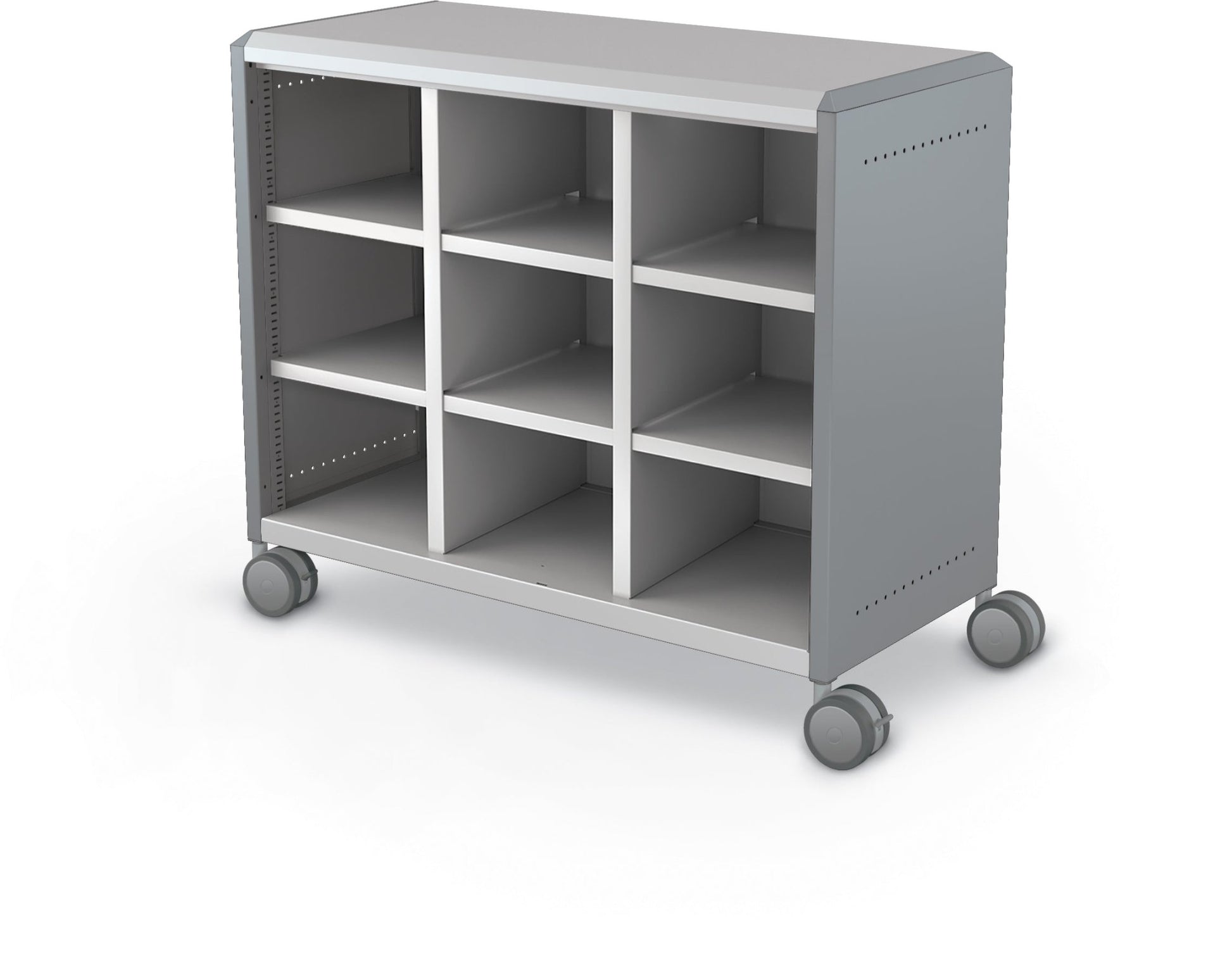 Mooreco Compass Cabinet Maxi H2 Standard Back and Side Panels, No Doors with Cubbies and Casters (MOR-B3A1X1E1X0) - SchoolOutlet