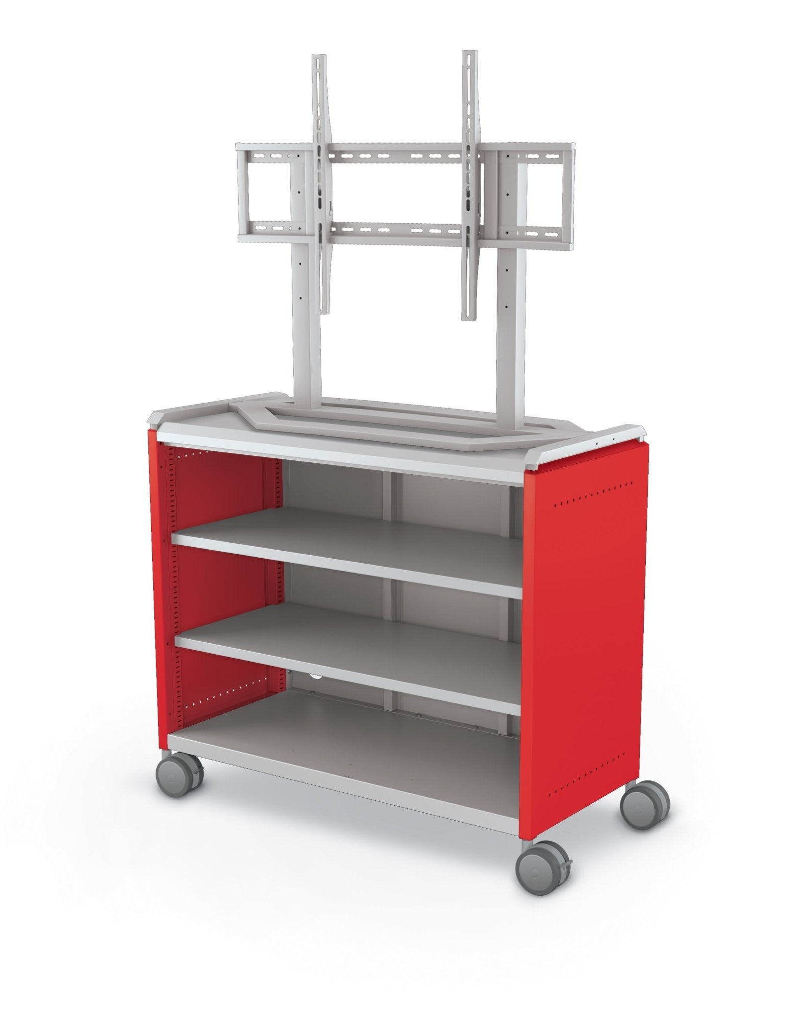 Mooreco Compass Cabinet Maxi H2 Standard Back and Side Panels, No Doors with Shelves, Casters and TV Mount (MOR-B3A1X1D1A0) - SchoolOutlet