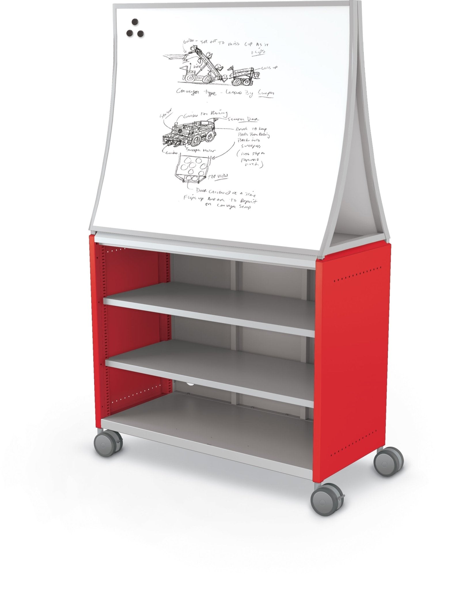 Mooreco Compass Cabinet Maxi H2 Standard Back and Side Panels, No Doors with Shelves, Casters and Ogee Board (MOR-B3A1X1D1B0) - SchoolOutlet