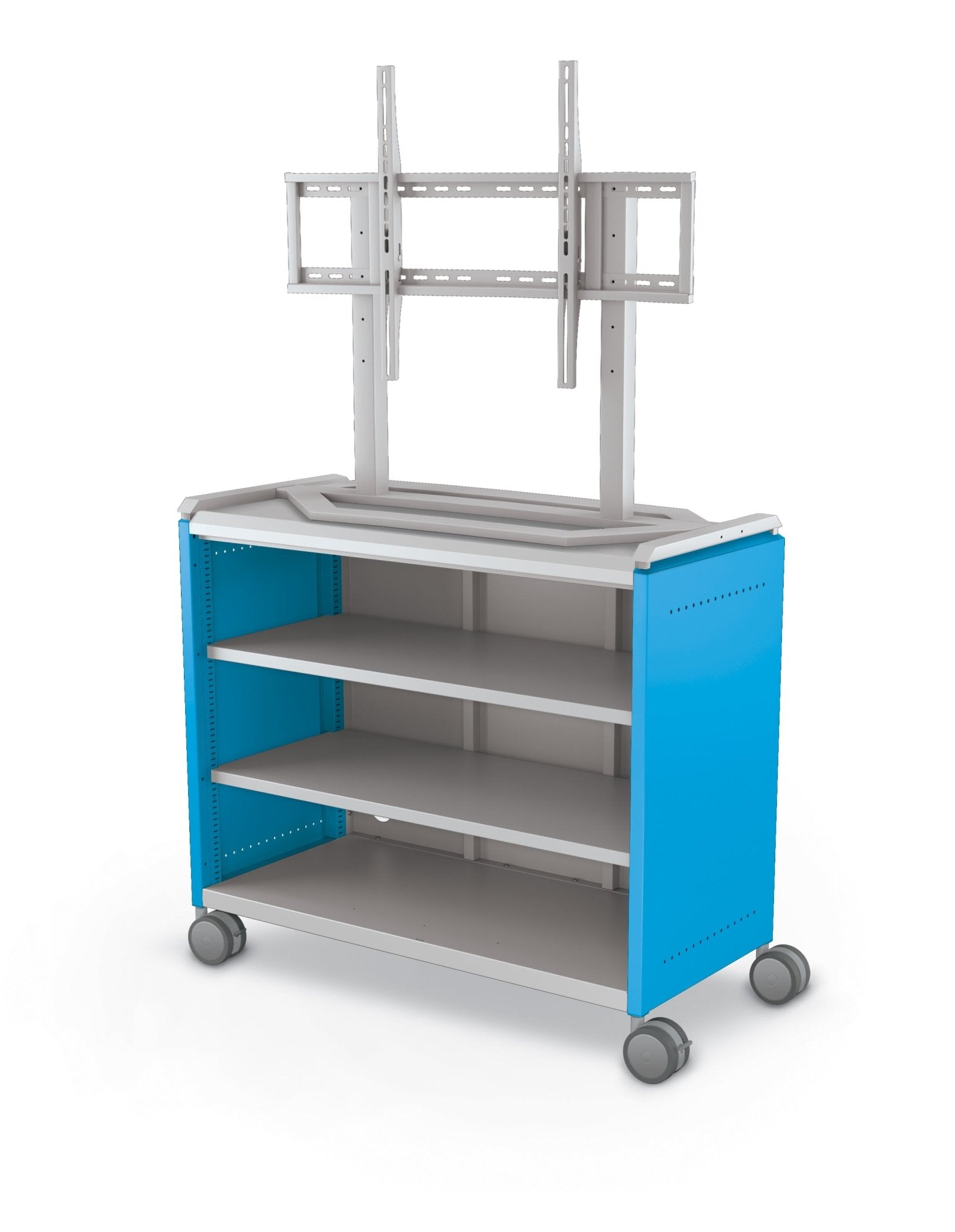 Mooreco Compass Cabinet Maxi H2 Standard Back and Side Panels, No Doors with Shelves, Casters and TV Mount (MOR-B3A1X1D1A0) - SchoolOutlet