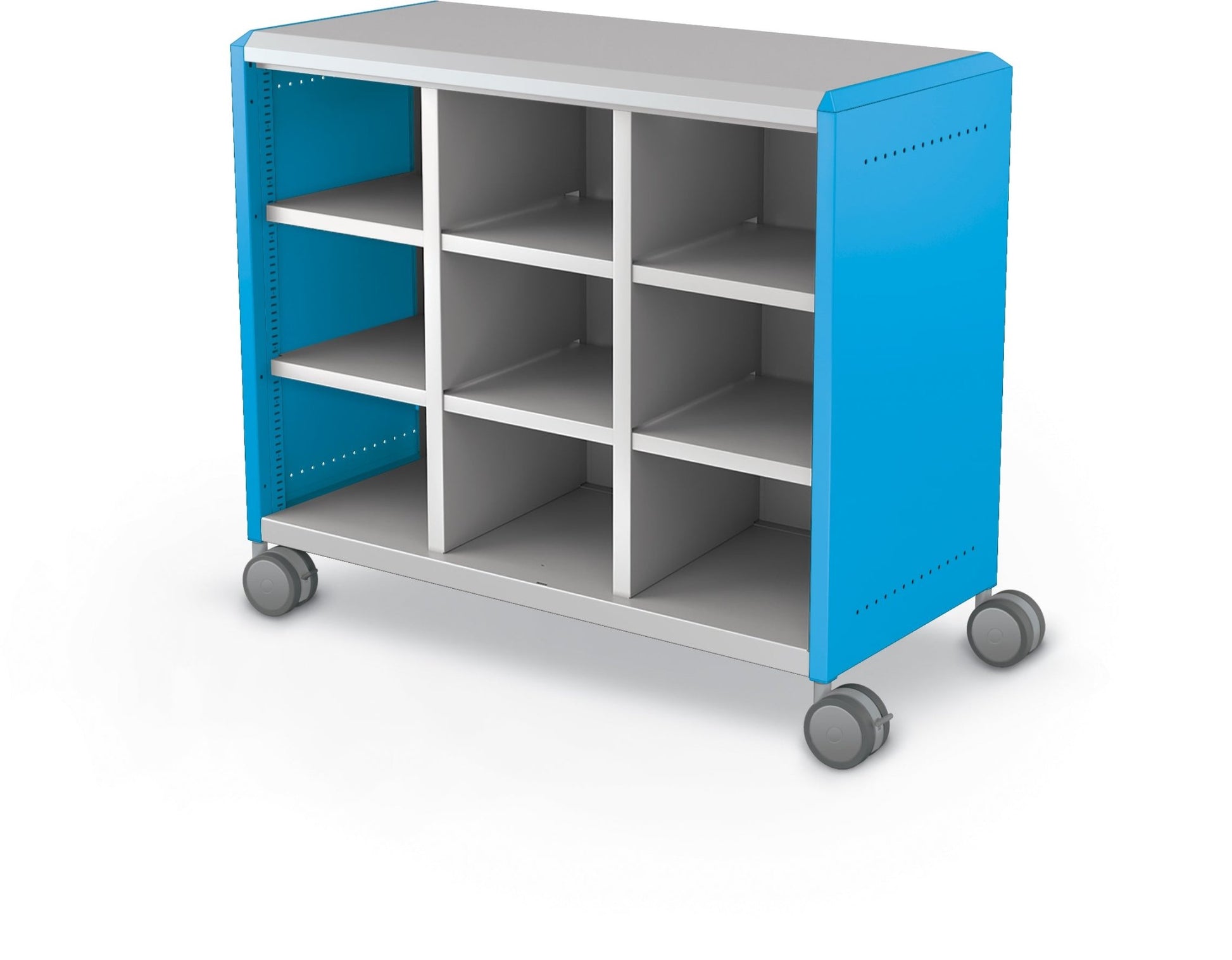 Mooreco Compass Cabinet Maxi H2 Standard Back and Side Panels, No Doors with Cubbies and Casters (MOR-B3A1X1E1X0) - SchoolOutlet