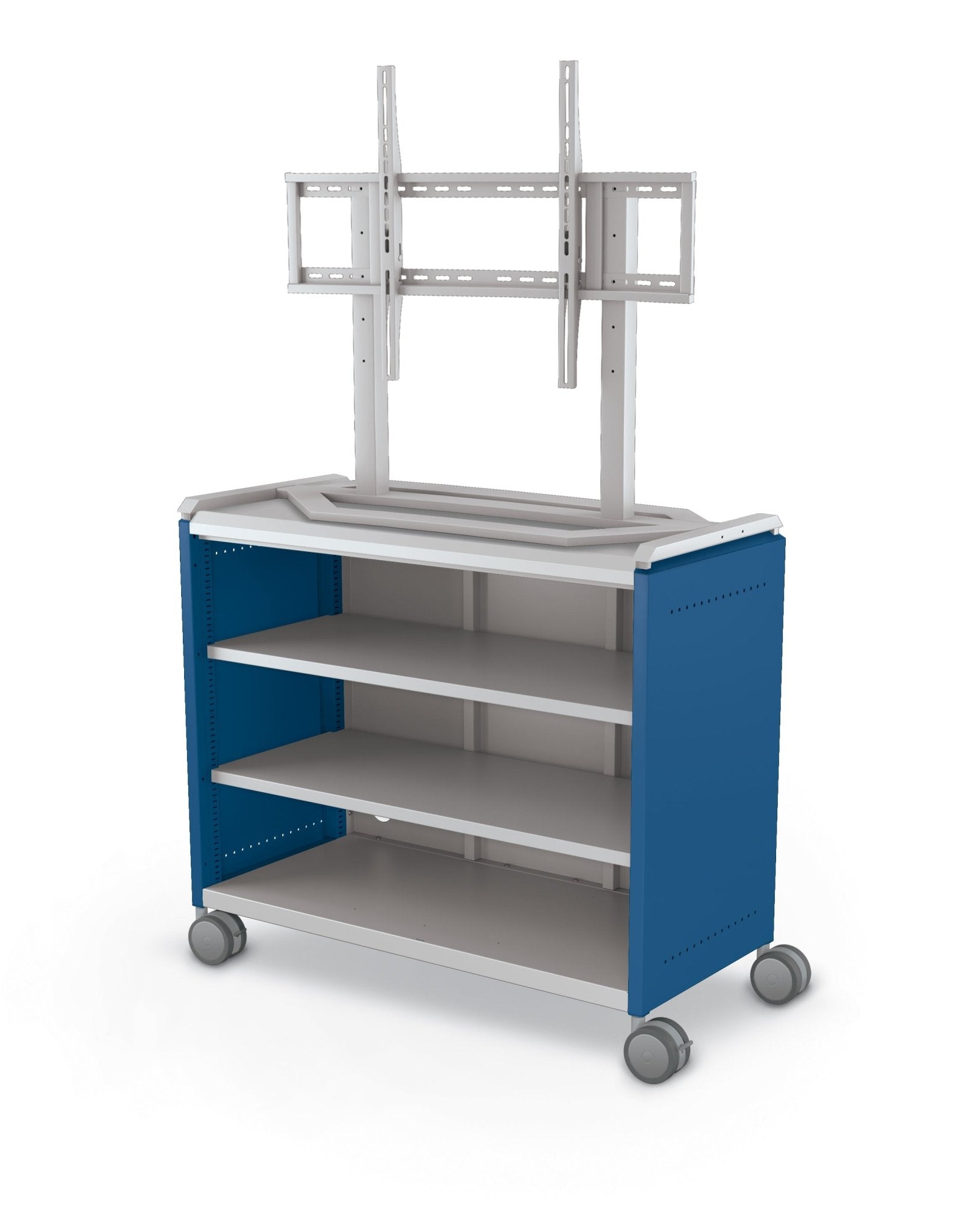Mooreco Compass Cabinet Maxi H2 Standard Back and Side Panels, No Doors with Shelves, Casters and TV Mount (MOR-B3A1X1D1A0) - SchoolOutlet