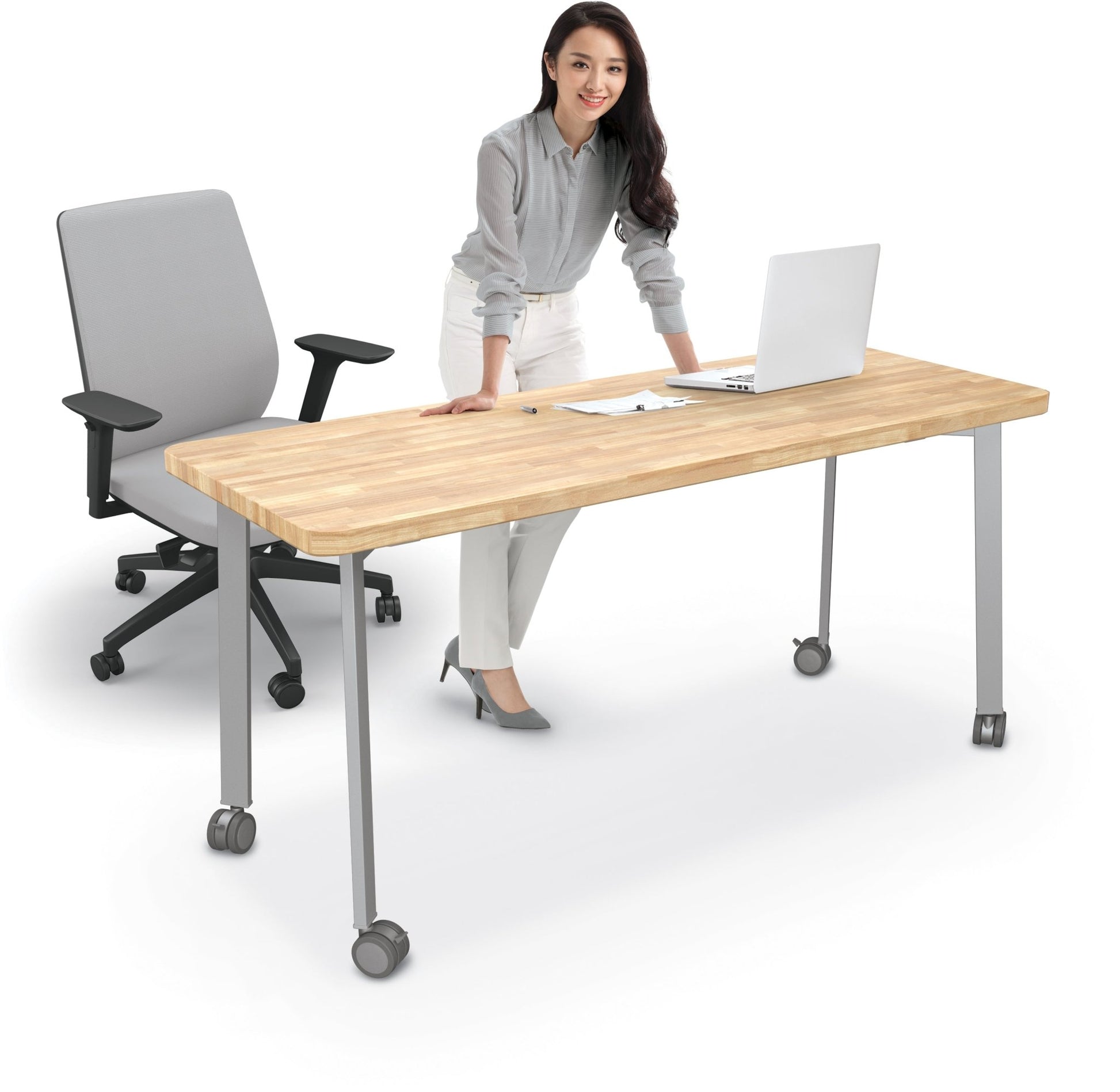 Mooreco Akt Table – 24"D x 60"W Rectangle, Laminate or Butcher Block Top , Fixed Height Available in 29"H, 36"H, or 42"H - SchoolOutlet