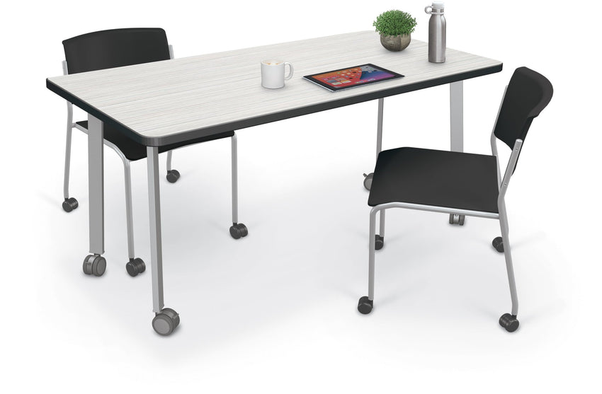 Mooreco Akt Table – 30"D x 60"W Rectangle, Laminate or Butcher Block Top, Fixed Height Available in 29"H, 36"H, or 42"H - SchoolOutlet