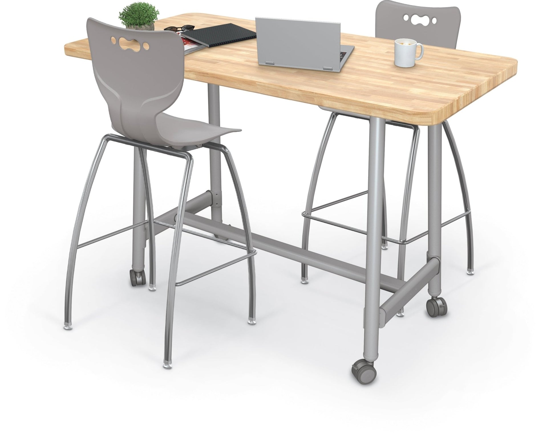 Mooreco Akt Table – 30"D x 60"W Rectangle, Laminate or Butcher Block Top, Fixed Height Available in 29"H, 36"H, or 42"H - SchoolOutlet