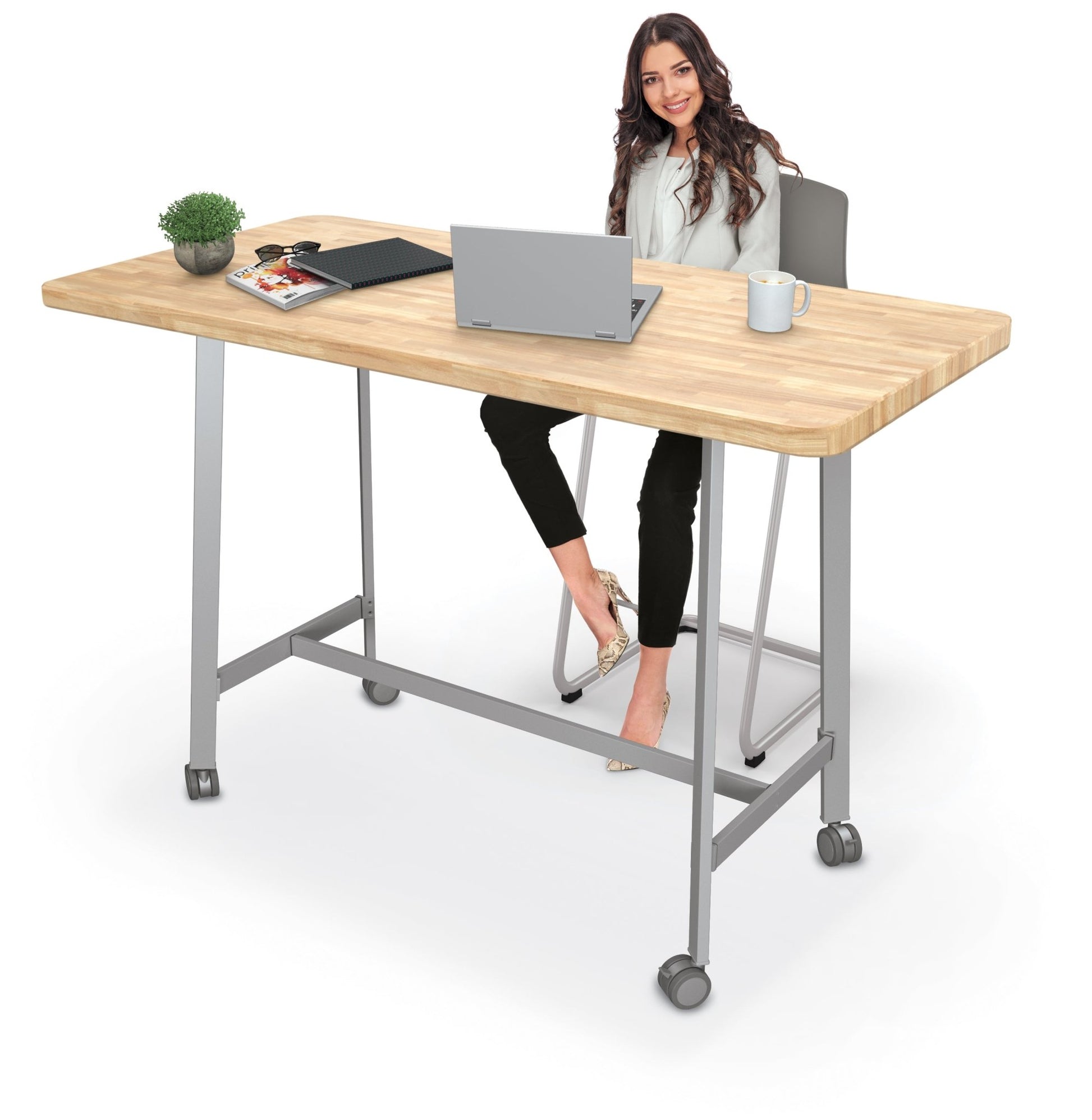 Mooreco Akt Table – 30"D x 60"W Rectangle, Laminate or Butcher Block Top, Fixed Height Available in 29"H, 36"H, or 42"H - SchoolOutlet