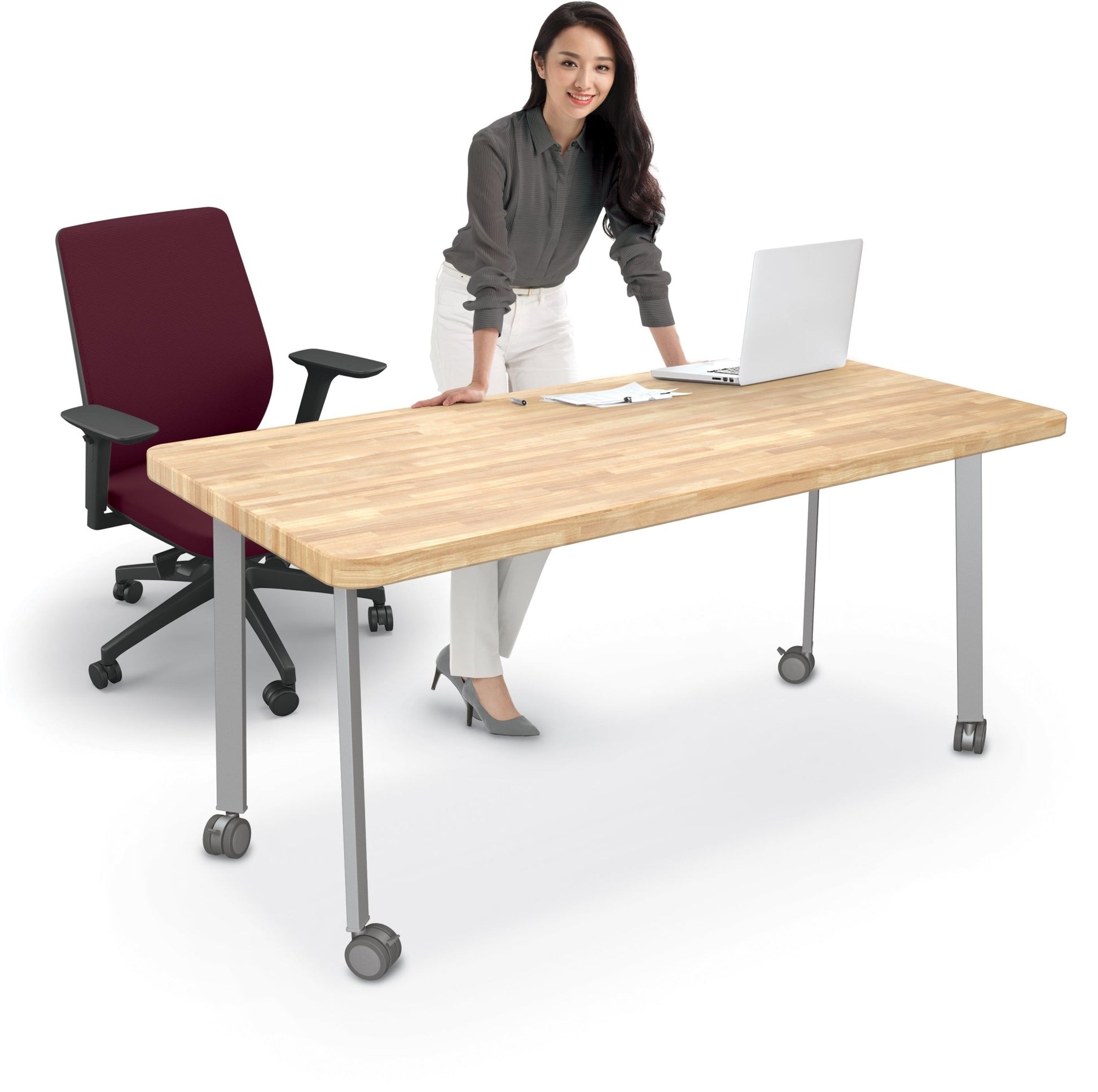 Mooreco Akt Table – 30"D x 60"W Rectangle, Laminate or Butcher Block Top, Fixed Height Available in 29"H, 36"H, or 42"H - SchoolOutlet