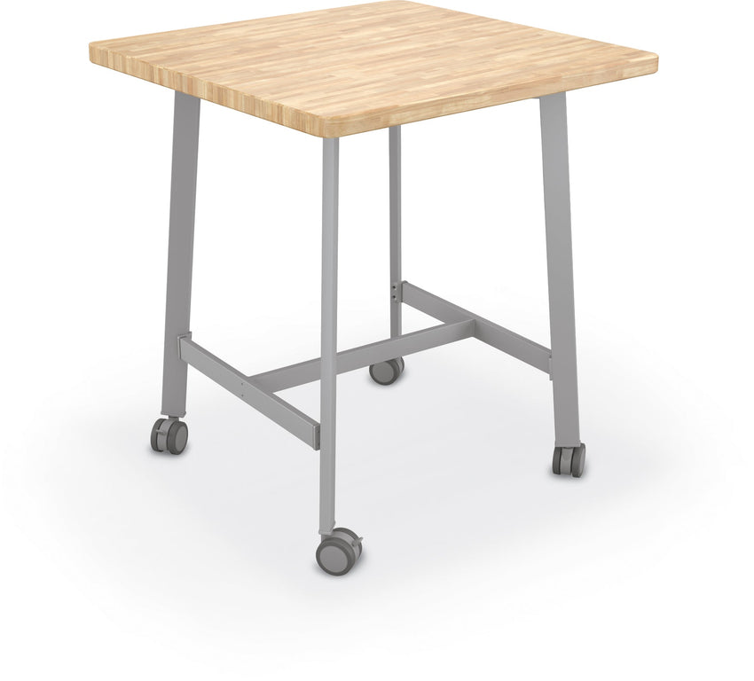 Mooreco Akt Table – 36" Square, Laminate or Butcher Block Top, Fixed Height Available in 29"H, 36"H, or 42"H - SchoolOutlet