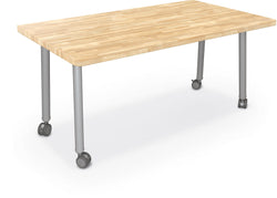 Mooreco Akt Table – 36"D x 72"W Rectangle, Laminate or Butcher Block Top, Fixed Height Available in 29"H, 36"H, or 42"H