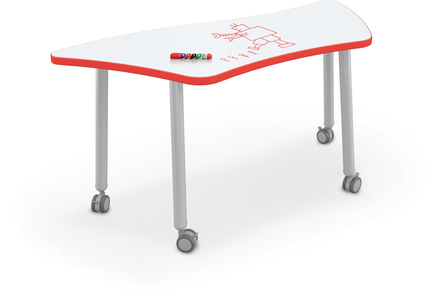 Mooreco Akt Table – Wavy Trapezoid, Laminate Top, 29" Height - SchoolOutlet