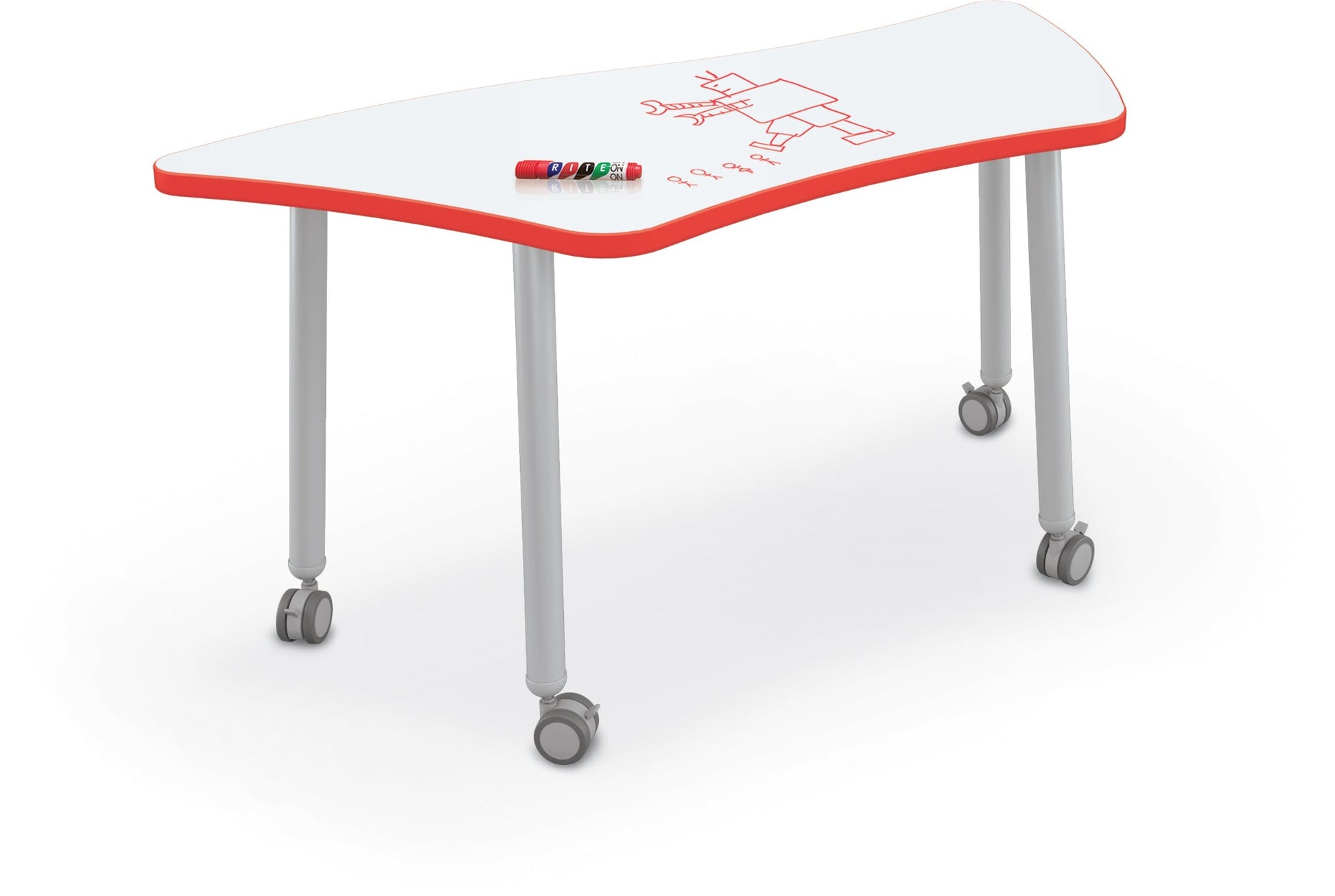 Mooreco Akt Table – Wavy Trapezoid, Laminate Top, 29" Height - SchoolOutlet