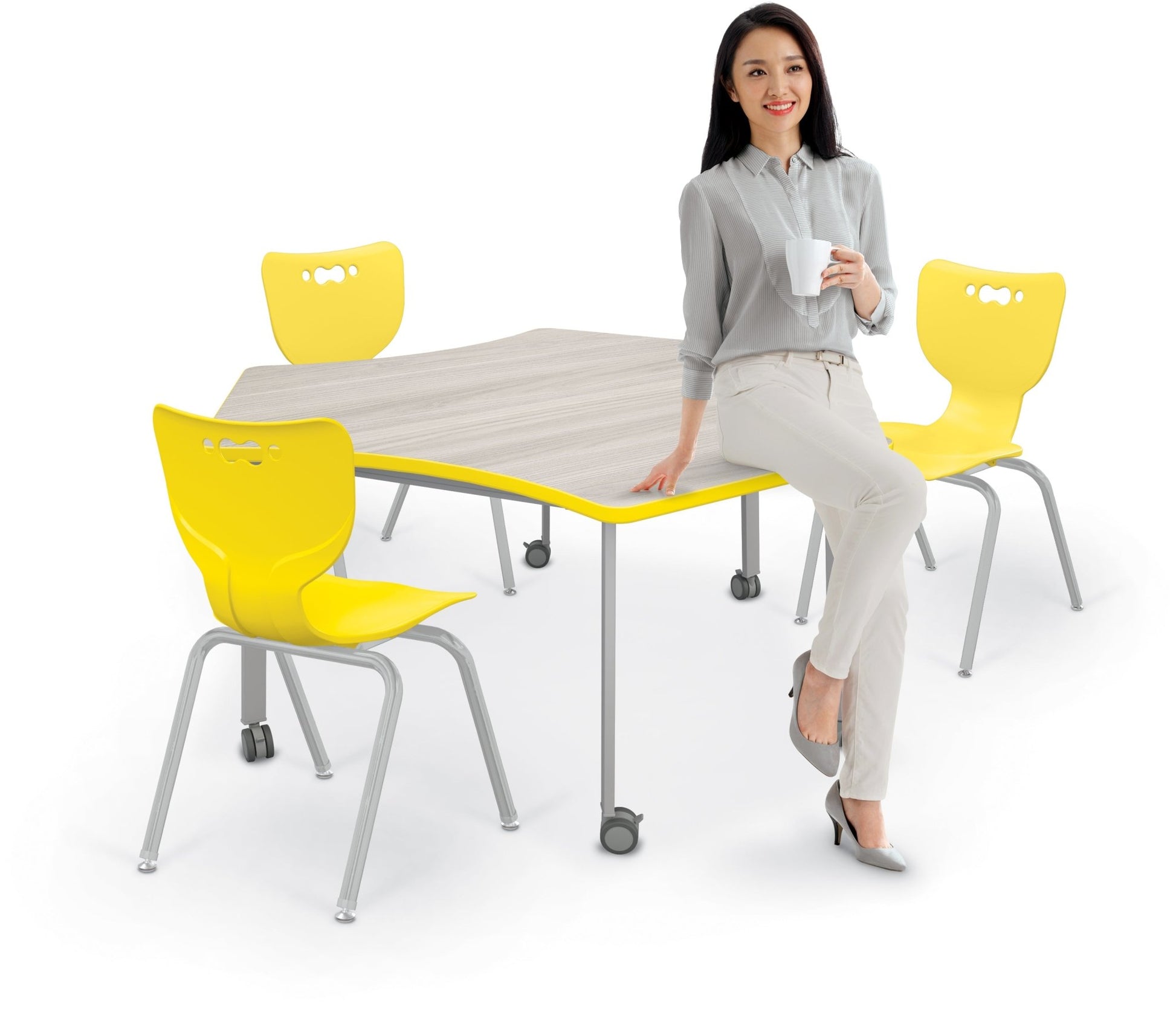 Mooreco Akt Table – Wavy Cog, Laminate Top, 29" Height - SchoolOutlet
