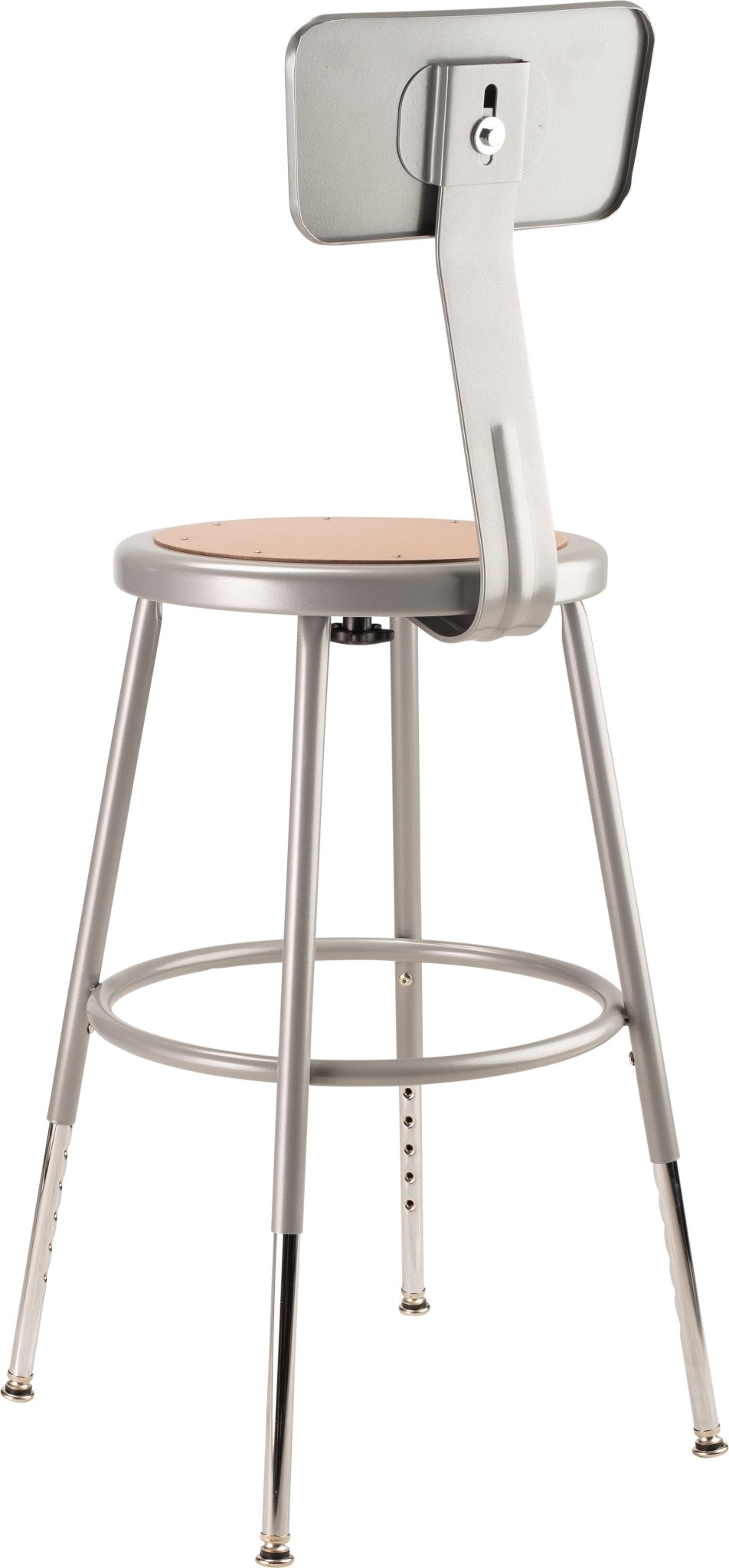 NPS 18.5 - 26.5" H Height Adjustable Heavy Duty Steel Stool with Backrest (National Public Seating NPS-6218HB) - SchoolOutlet