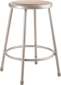 NPS 24" H Heavy Duty Steel Stool with Hardboard Seat for STEM, Science, School Labs (National Public Seating NPS-6224)