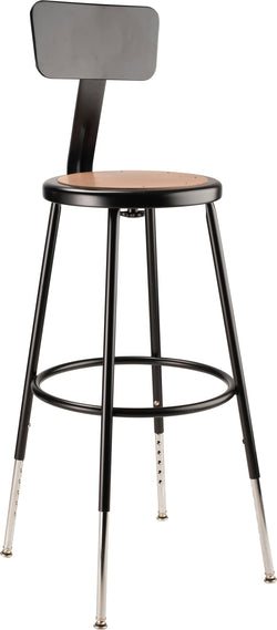 NPS 24.5" - 32.5" Height Adjustable Heavy Duty Steel Stool with Backrest (National Public Seating NPS-6224HB)