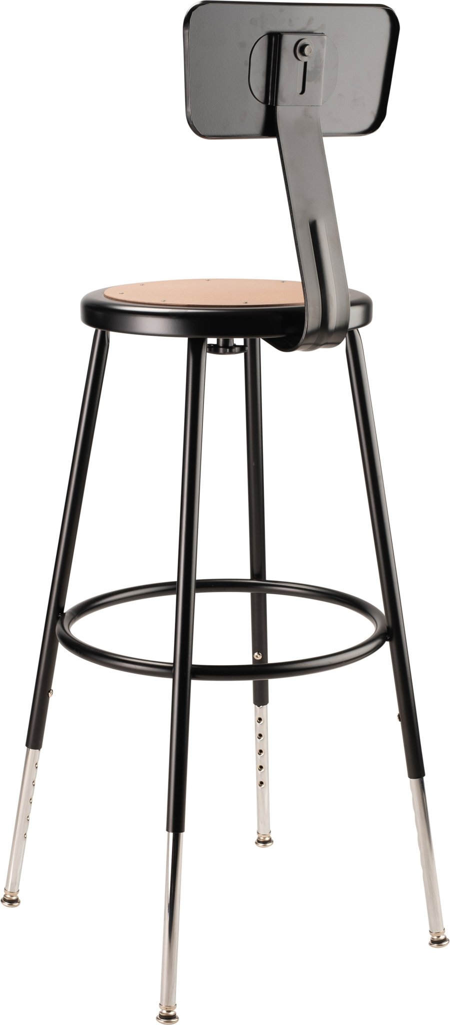 NPS 24.5" - 32.5" Height Adjustable Heavy Duty Steel Stool with Backrest (National Public Seating NPS-6224HB) - SchoolOutlet