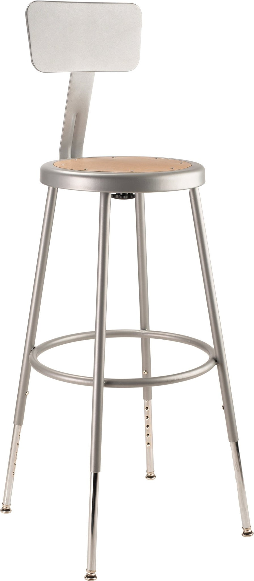 NPS 24.5" - 32.5" Height Adjustable Heavy Duty Steel Stool with Backrest (National Public Seating NPS-6224HB) - SchoolOutlet