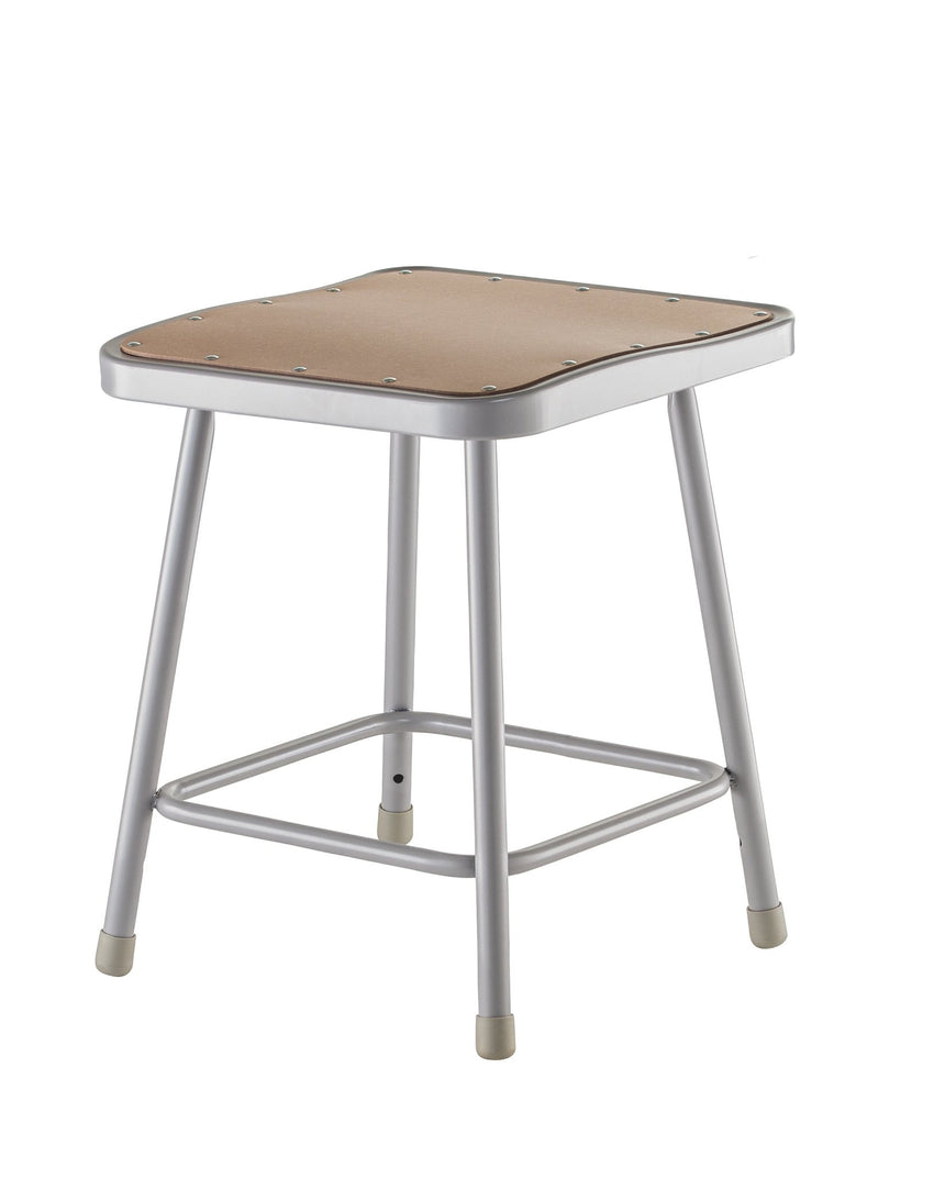 NPS 18" H Heavy Duty Square Seat Steel Stool with Hardboard Seat (National Public Seating NPS-6318) - SchoolOutlet
