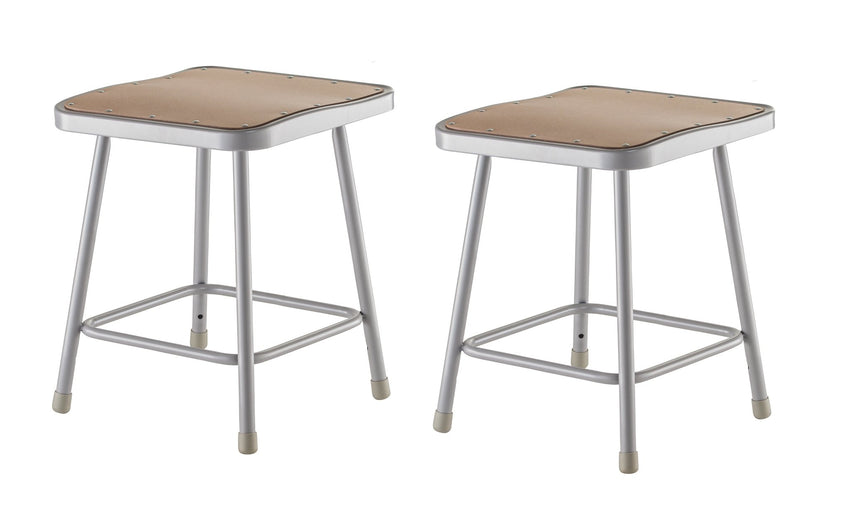 NPS 18" H Heavy Duty Square Seat Steel Stool with Hardboard Seat (National Public Seating NPS-6318) - SchoolOutlet