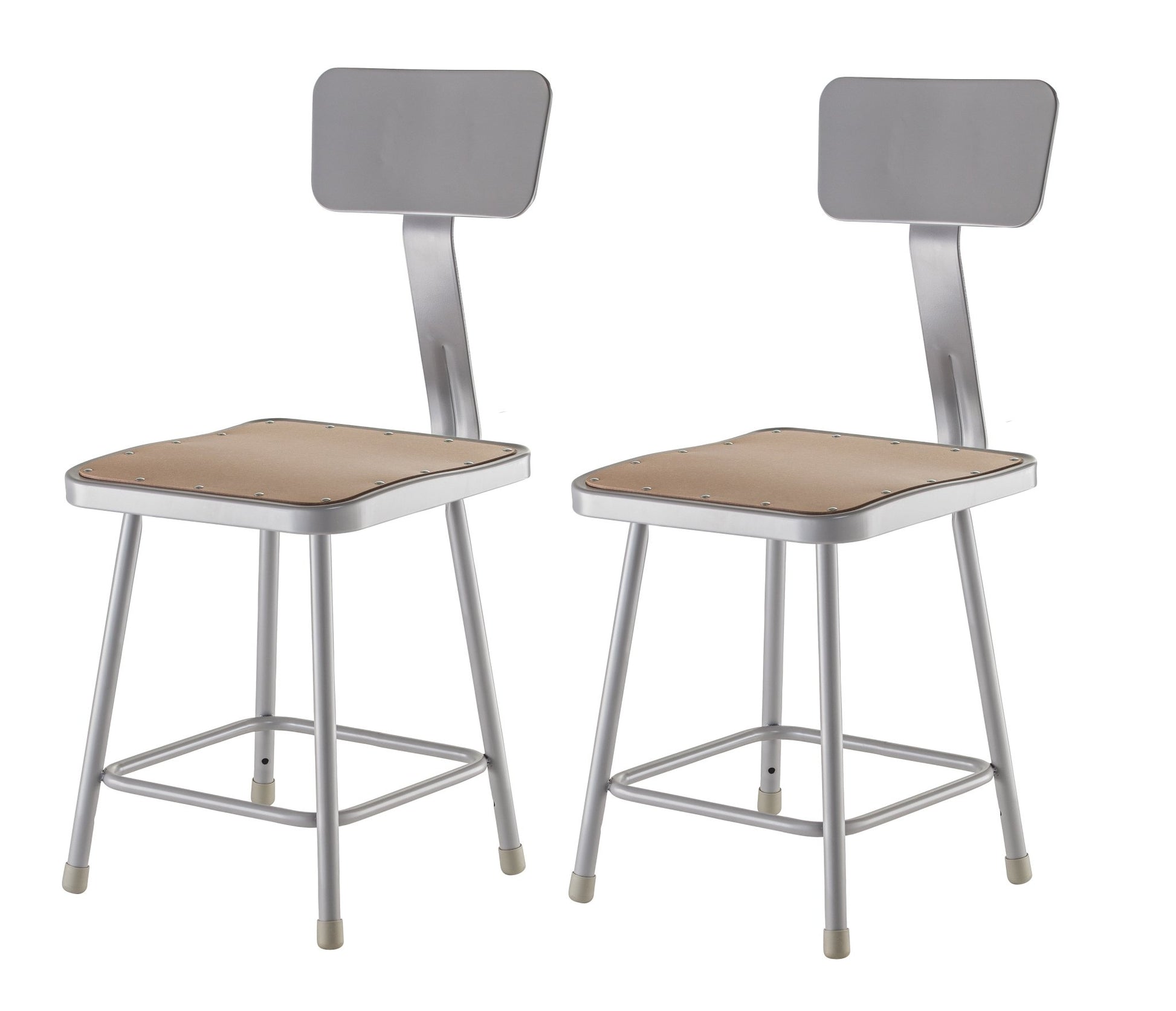 NPS 18" H Heavy Duty Square Seat Steel Stool with Hardboard Seat & Backrest (National Public Seating NPS-6318B) - SchoolOutlet