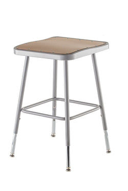 NPS 18" - 26" Height Adjustable Heavy Duty Square Seat Steel Stool with Hardboard Seat (National Public Seating NPS-6318H)