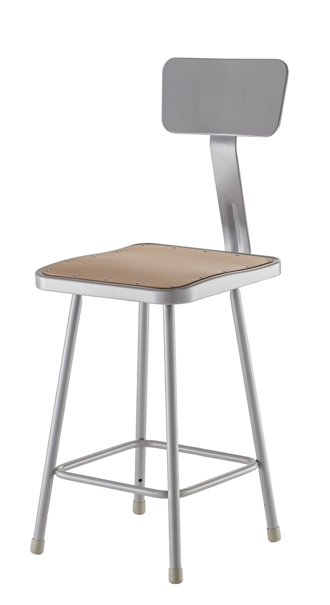 NPS 24" H Square Stool with Hardboard Seat & Backrest (National Public Seating NPS-6324B) - SchoolOutlet
