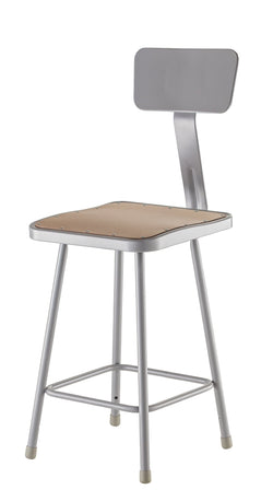 NPS 24" H Square Stool with Hardboard Seat & Backrest (National Public Seating NPS-6324B)